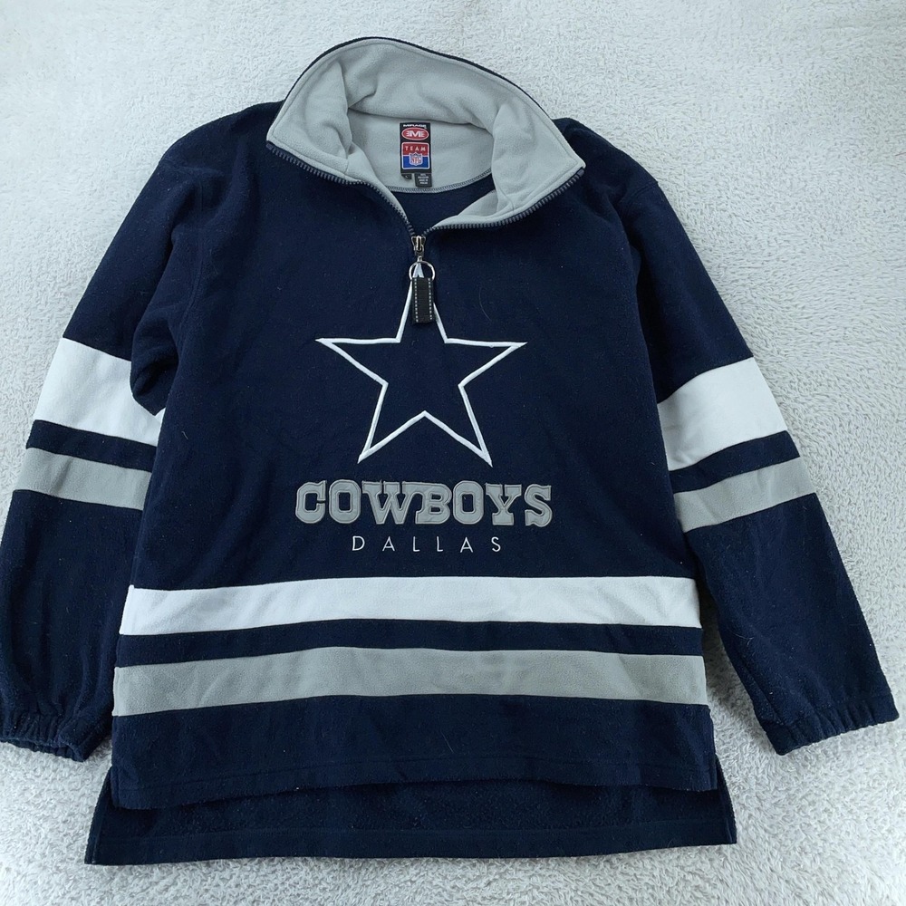 Dallas‎ Cowboys Fleece Pullover Jacket Sweater Mens Large NFL Football 1/4 Zip
